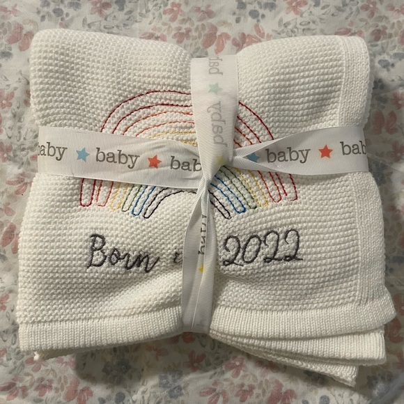 Silvercloud Rainbow Baby Born in 2022 Baby Blanket - Ribbed/White - Picture 3 of 4